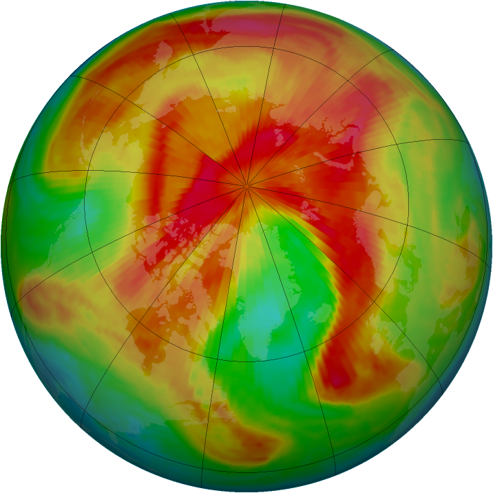 Arctic ozone map for 01 April 1999
